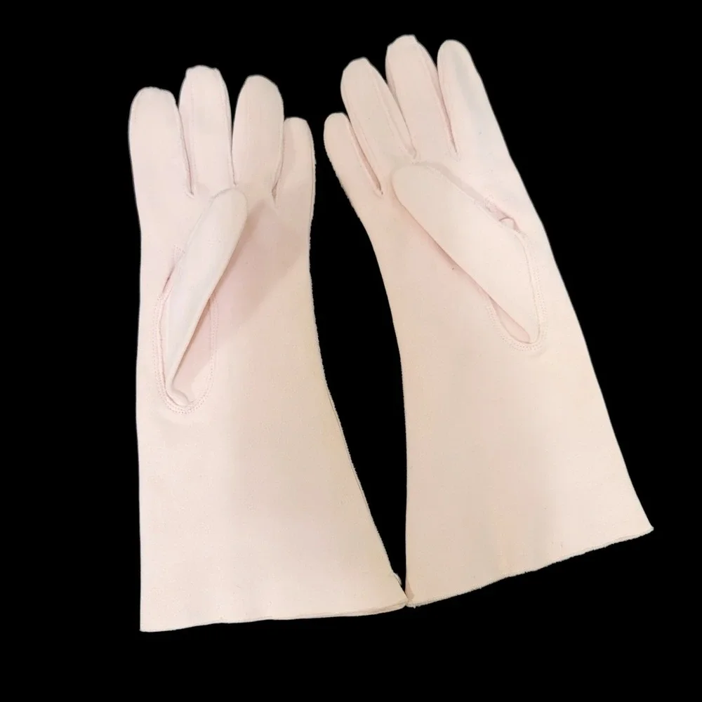 Vintage 1950s Grandoe Pink Dress Gauntlet Gloves‎ Size 7 Classic Mid Century Mod